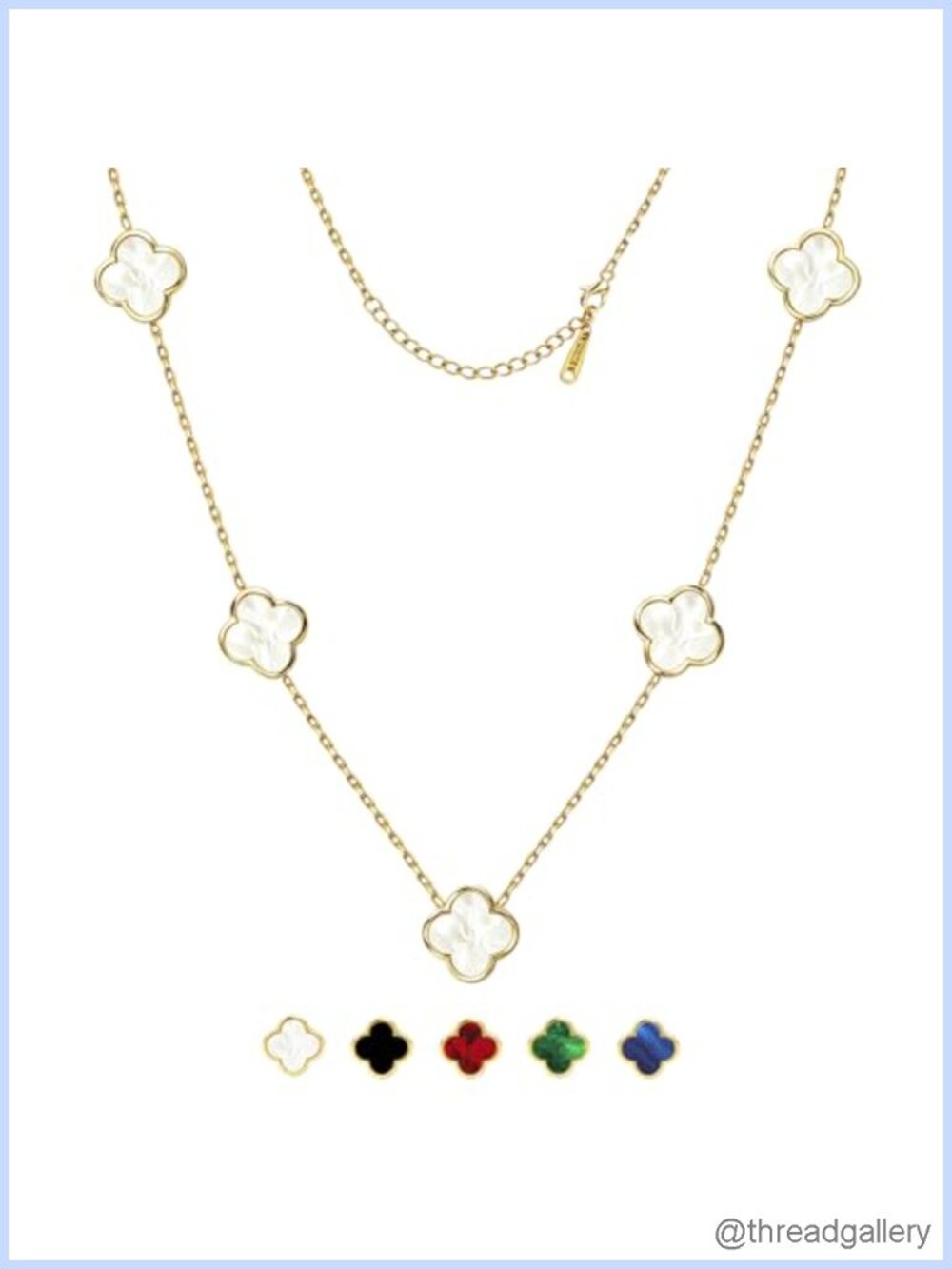 18K Gold Plated Stainless Steel Four Leaf Clover Pendant Necklace